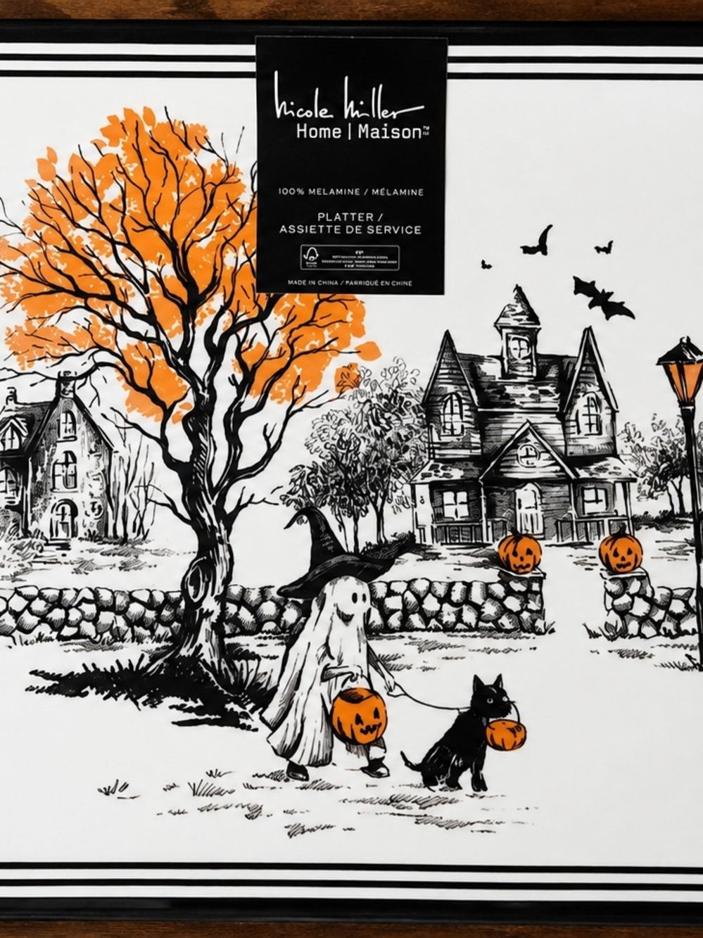 Nicole Miller Large Halloween Rectangle Melamine Serving Platter 17x10” New